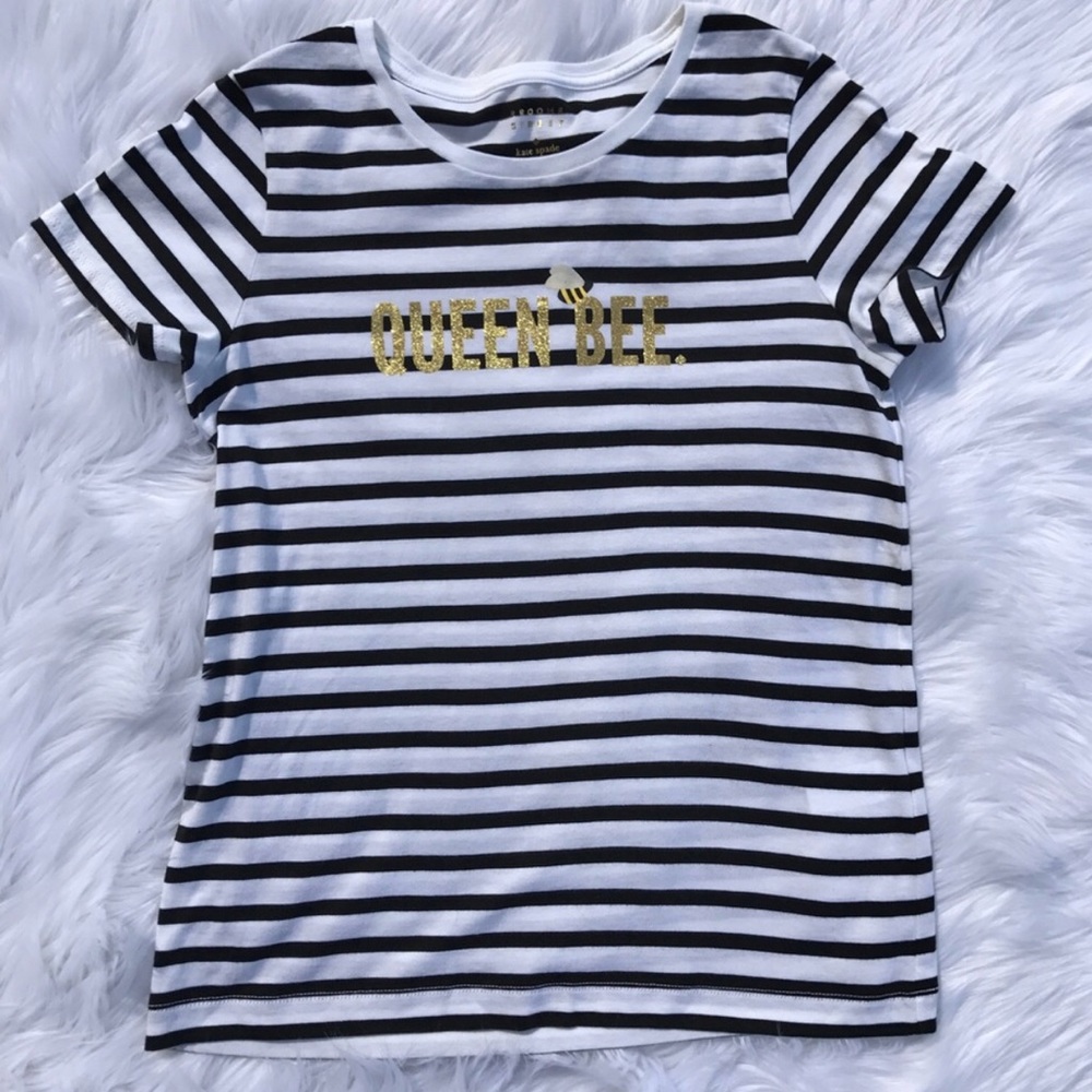 Kate Spade Striped QUEEN BEE Shirt White/Blackgold